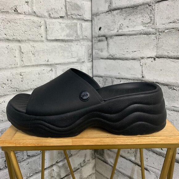 CROCS Shoes - Crocs Skyline Platform Slide Sandals Women's 9 Black Chunky Heel Slip On Shoes